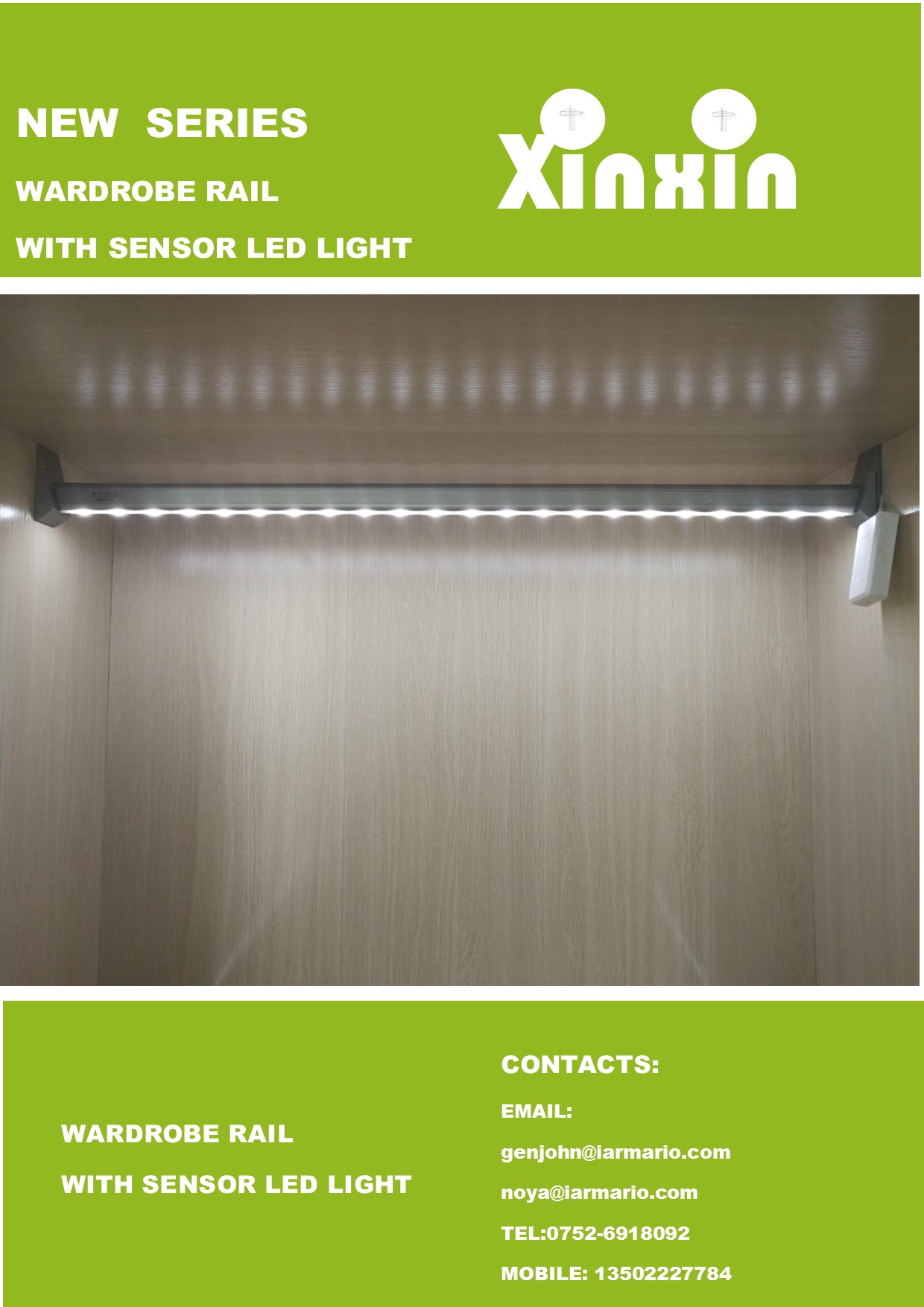 PIR Motion Sensor Closet Light Hanger Rod